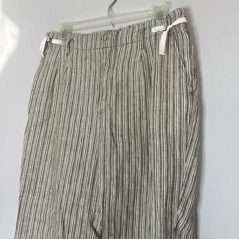 Anthropologie Moss Striped Pleated Linen Pants Sz 28 - Picture 3 of 7